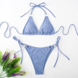 image-Sexy Bikini Set Summer Side Tie Thong Bandage Style Swimsuit Womens Clothing