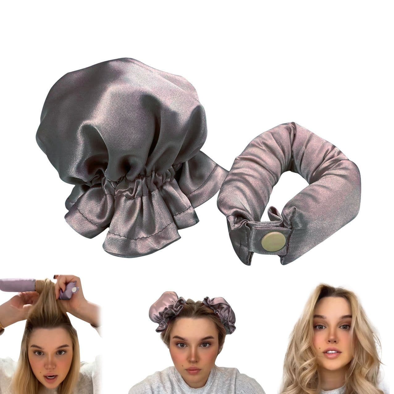 image-New Heatless Curl Stick With Cloth Cover Cute Ball Head Hair Curler Headband Hair Rollers Wave Form Curling Rod Hair Style Tools Gadgets