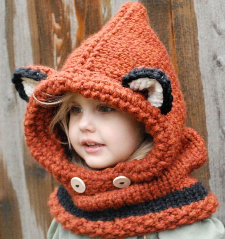 image-Children's wool knit hat hand-knitted warm earmuffs cape caps for men and women