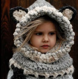 image-Children's wool knit hat hand-knitted warm earmuffs cape caps for men and women