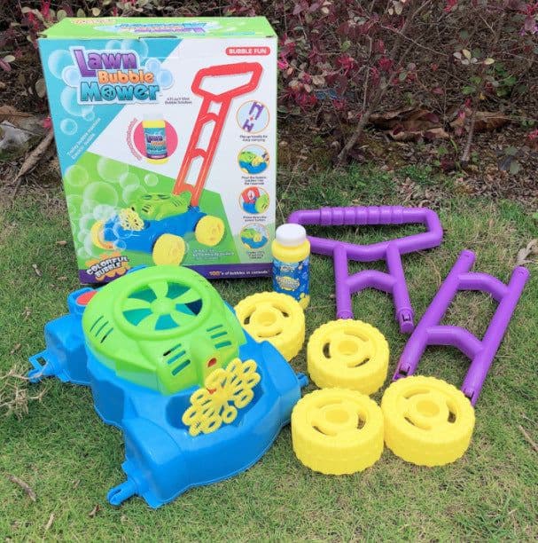 image-Plastic Hand Push Bubble Machine Electric Blowing Bubble Parent-child Outdoor Children's Tank Car Toy Summer