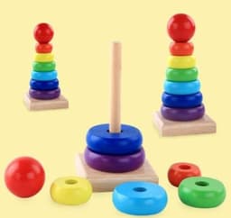 image-Children's educational wooden toys Rainbow Tower Jenga Stacks high