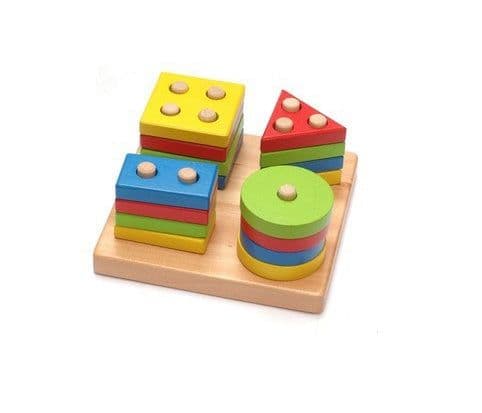 image-Baby Game Toys Wooden Puzzle Educational Toy Geometric shapes Game Toys Stick Baby Kid Children Intelligence Puzzle for Kid