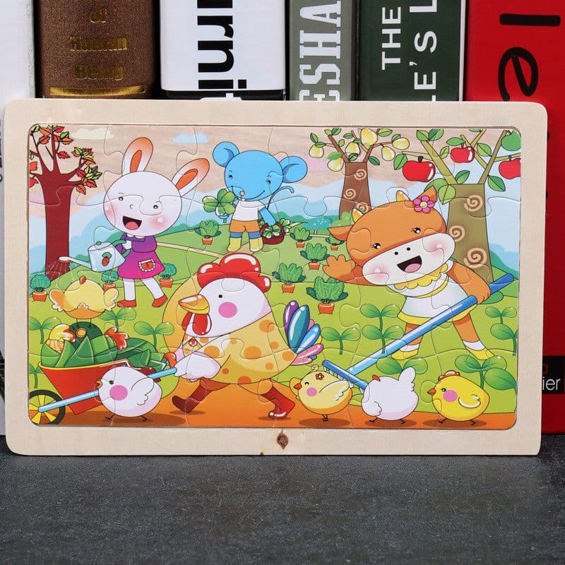 image-80PCS wooden educational toys educational development baby kids training toys children animal puzzle
