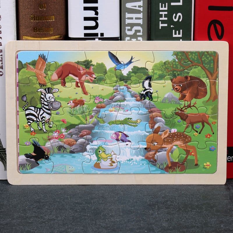 image-80PCS wooden educational toys educational development baby kids training toys children animal puzzle