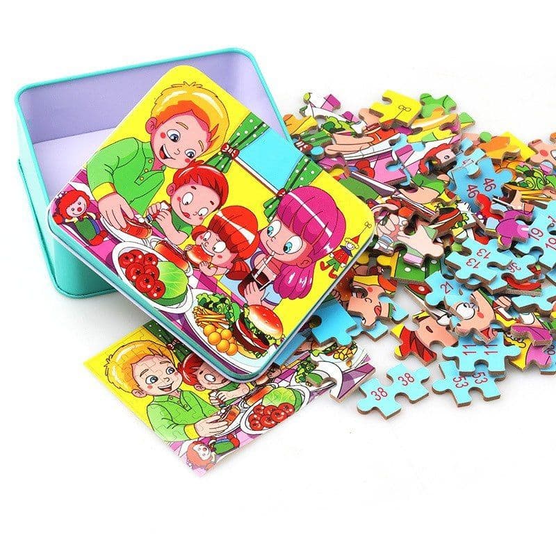 image-80PCS wooden educational toys educational development baby kids training toys children animal puzzle