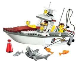 image-Shark and Fishing Boat Model Building Blocks