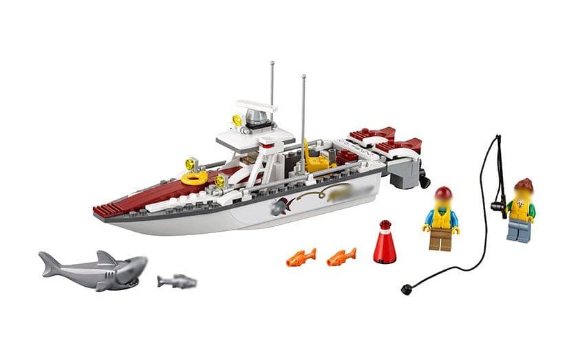 image-Shark and Fishing Boat Model Building Blocks