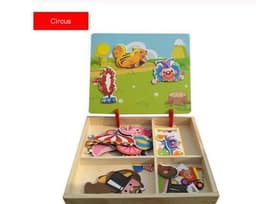 image-Montessori Magnetic Fun Puzzle Children's Wooden Puzzle Box Game Cartoon Educational Painting Toys For Children Gift Antistress