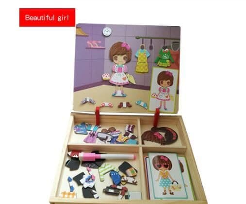 image-Montessori Magnetic Fun Puzzle Children's Wooden Puzzle Box Game Cartoon Educational Painting Toys For Children Gift Antistress