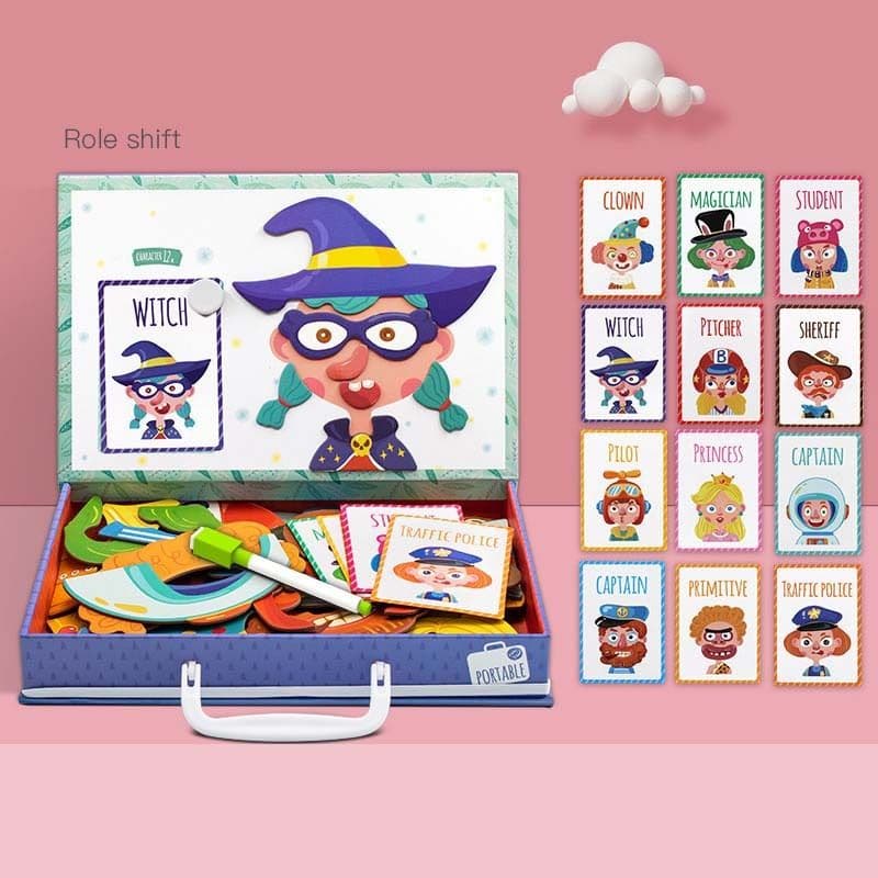 image-Montessori Magnetic Fun Puzzle Children's Wooden Puzzle Box Game Cartoon Educational Painting Toys For Children Gift Antistress