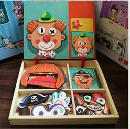 image-Montessori Magnetic Fun Puzzle Children's Wooden Puzzle Box Game Cartoon Educational Painting Toys For Children Gift Antistress