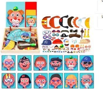 image-Montessori Magnetic Fun Puzzle Children's Wooden Puzzle Box Game Cartoon Educational Painting Toys For Children Gift Antistress