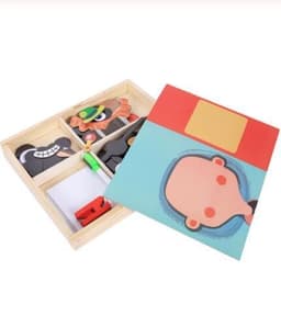 image-Montessori Magnetic Fun Puzzle Children's Wooden Puzzle Box Game Cartoon Educational Painting Toys For Children Gift Antistress
