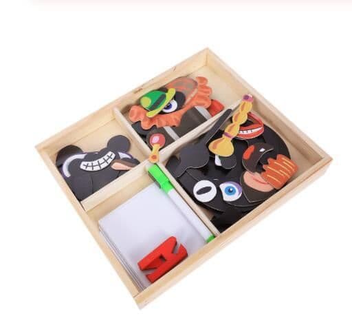 image-Montessori Magnetic Fun Puzzle Children's Wooden Puzzle Box Game Cartoon Educational Painting Toys For Children Gift Antistress