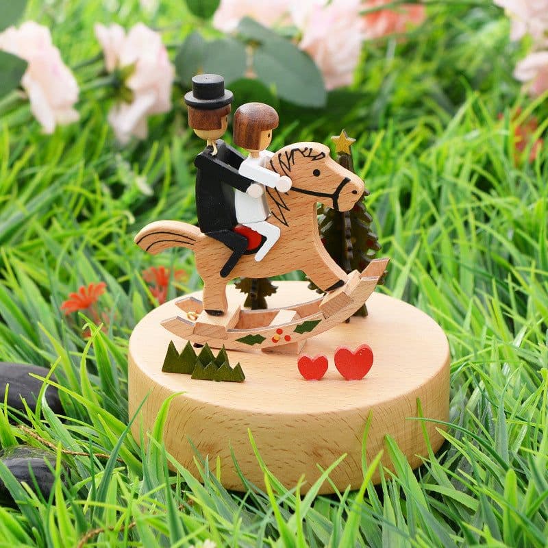 image-Music Boxes Innovative Rotating Musical Box Wooden Music Box Table Decoration