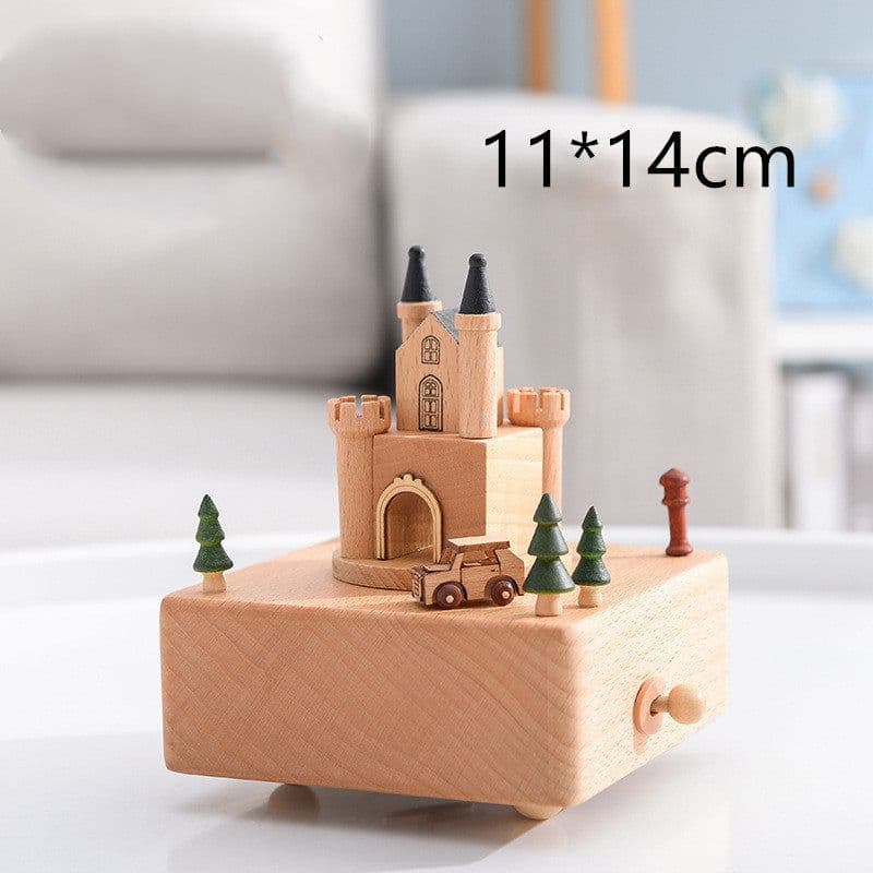 image-Music Boxes Innovative Rotating Musical Box Wooden Music Box Table Decoration