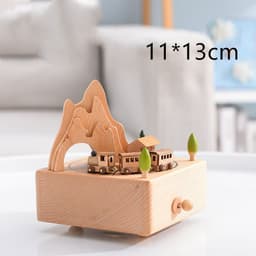 image-Music Boxes Innovative Rotating Musical Box Wooden Music Box Table Decoration