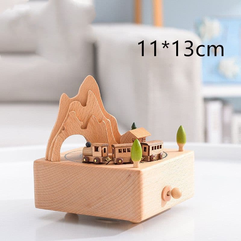 image-Music Boxes Innovative Rotating Musical Box Wooden Music Box Table Decoration
