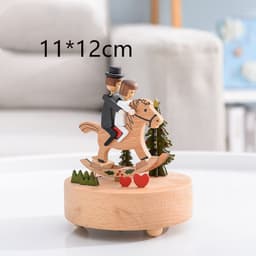 image-Music Boxes Innovative Rotating Musical Box Wooden Music Box Table Decoration