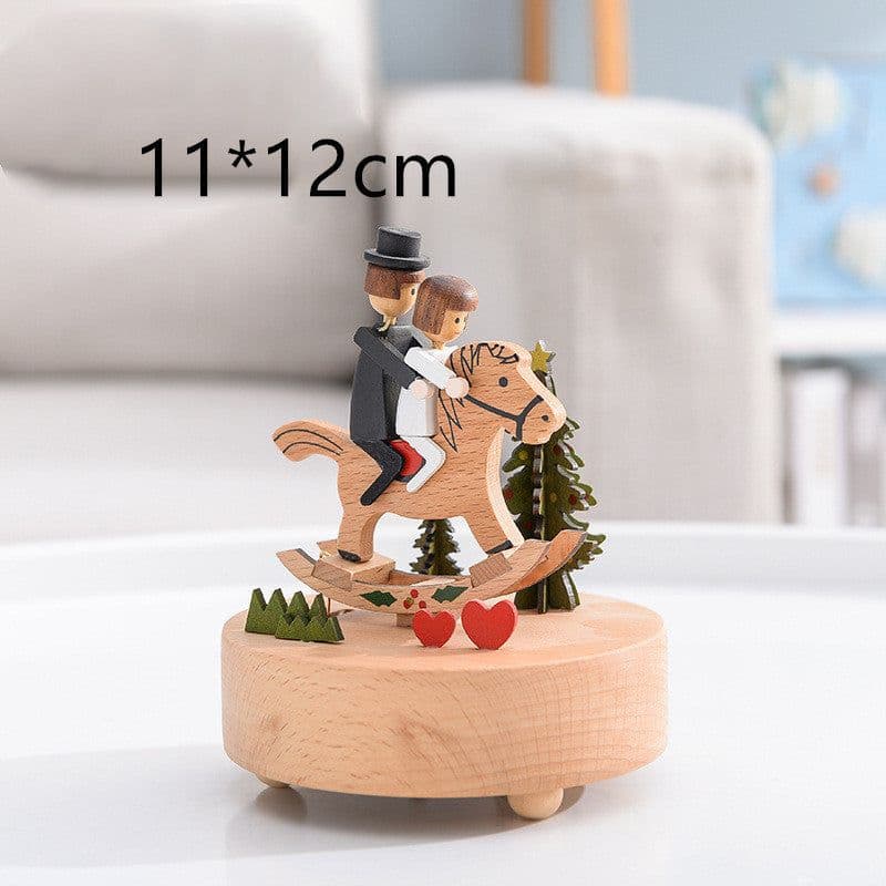 image-Music Boxes Innovative Rotating Musical Box Wooden Music Box Table Decoration