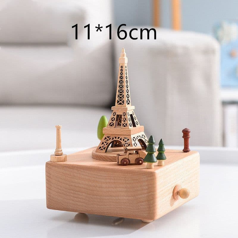 image-Music Boxes Innovative Rotating Musical Box Wooden Music Box Table Decoration