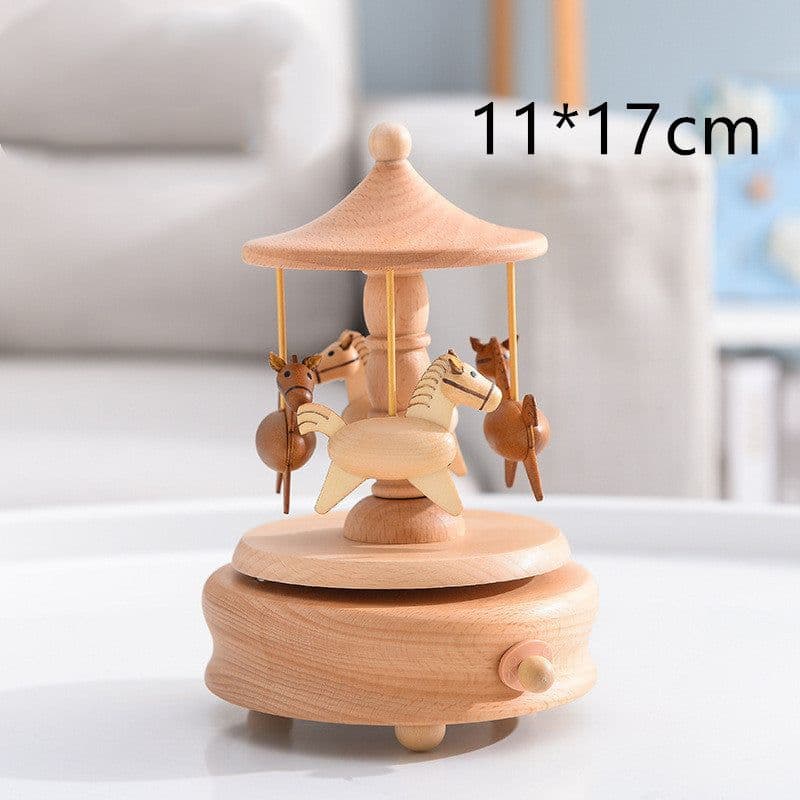 image-Music Boxes Innovative Rotating Musical Box Wooden Music Box Table Decoration