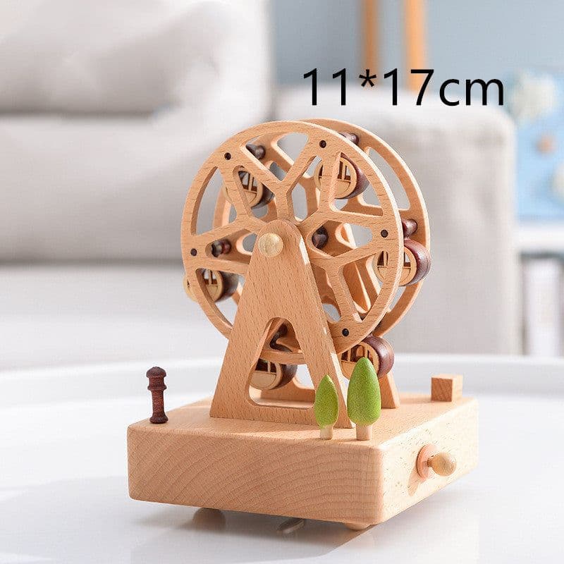 image-Music Boxes Innovative Rotating Musical Box Wooden Music Box Table Decoration