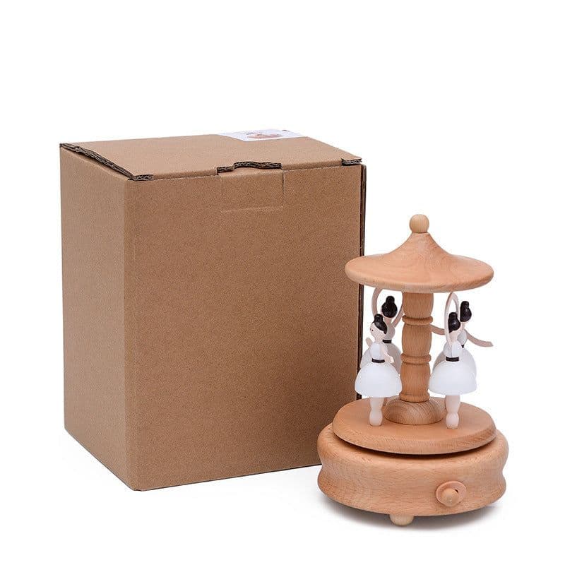 image-Music Boxes Innovative Rotating Musical Box Wooden Music Box Table Decoration