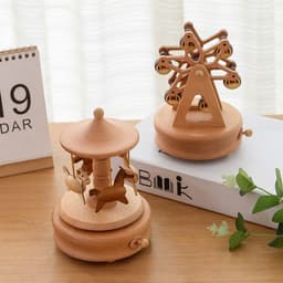 image-Music Boxes Innovative Rotating Musical Box Wooden Music Box Table Decoration