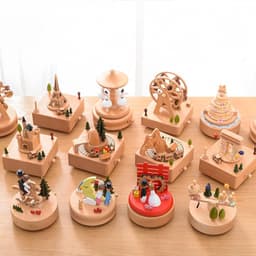 image-Music Boxes Innovative Rotating Musical Box Wooden Music Box Table Decoration
