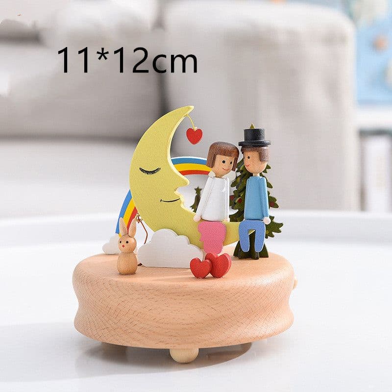 image-Music Boxes Innovative Rotating Musical Box Wooden Music Box Table Decoration