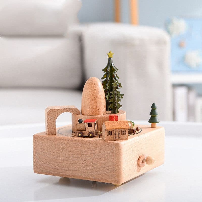 image-Music Boxes Innovative Rotating Musical Box Wooden Music Box Table Decoration