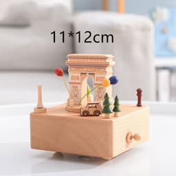 image-Music Boxes Innovative Rotating Musical Box Wooden Music Box Table Decoration