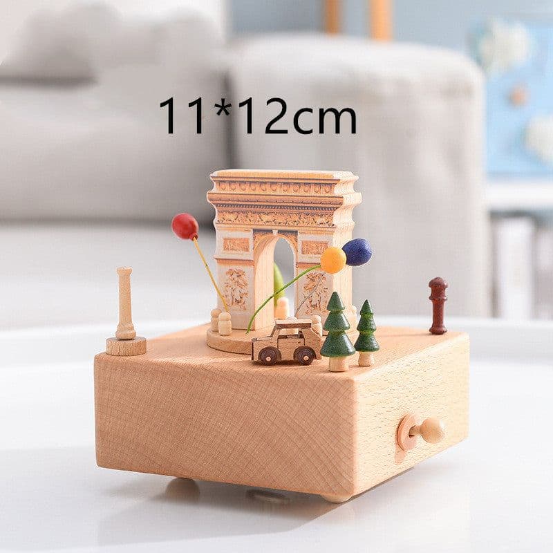 image-Music Boxes Innovative Rotating Musical Box Wooden Music Box Table Decoration