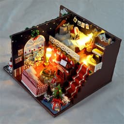 image-Diy Christmas Cottages Miniature House Christmas Decorations for Home Wood Lighting Diy Dollhouse Christmas Toys Gift Brinquedos