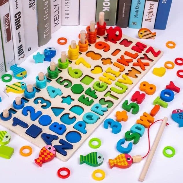 image-Children 3D Alphabet Number Puzzle Baby Colorful Geometric Digital Letter Educational Toy