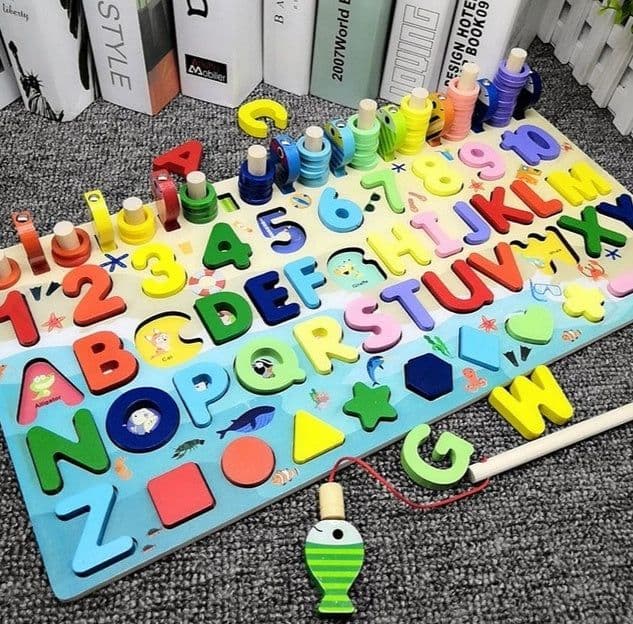 image-Children 3D Alphabet Number Puzzle Baby Colorful Geometric Digital Letter Educational Toy