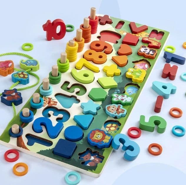 image-Children 3D Alphabet Number Puzzle Baby Colorful Geometric Digital Letter Educational Toy