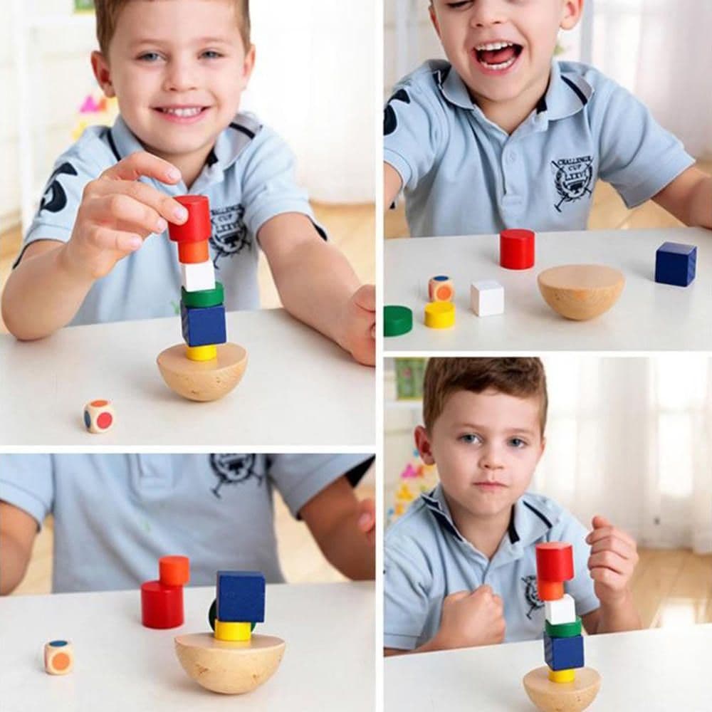 image-Kids Puzzle wooden toy cloth bag hemisphere balance game Children Toys Gifts