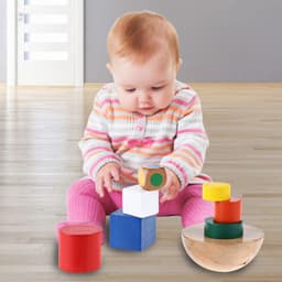image-Kids Puzzle wooden toy cloth bag hemisphere balance game Children Toys Gifts