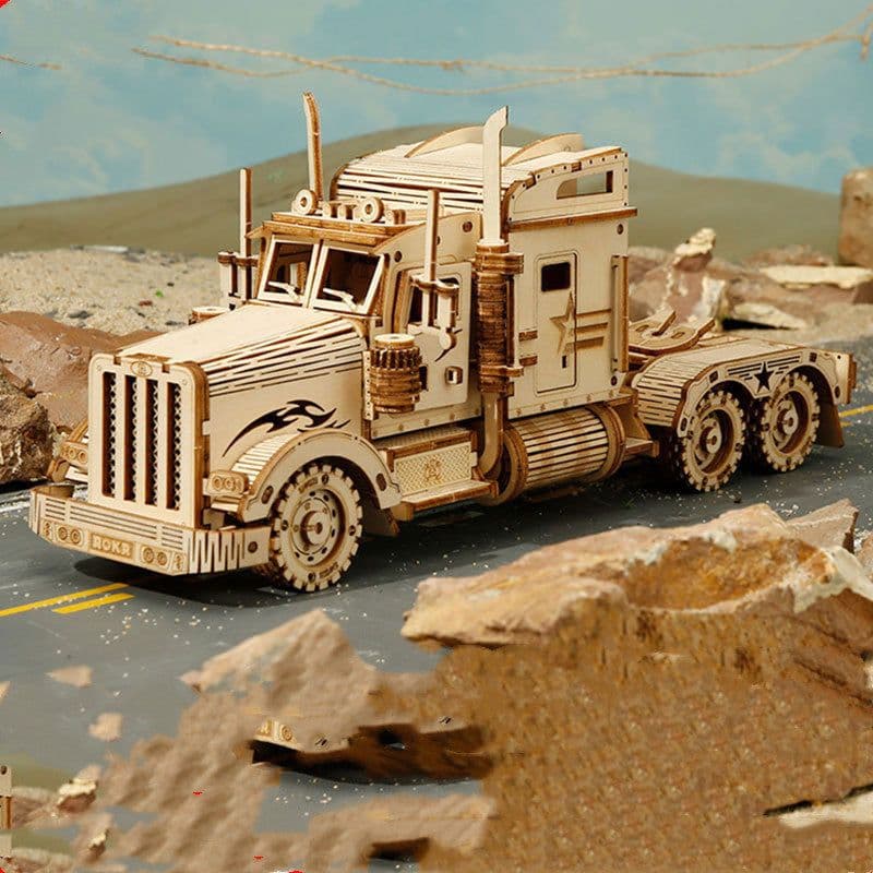image-3D Wooden Puzzle Train Model DIY Wooden Train Toy Mechanical Train Model Kit Assembly Model Home Decoration Crafts