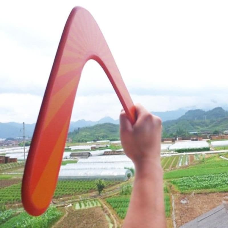 image-Wooden curved ruler V-shaped boomerang toy