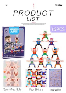 image-Multiplayer Cartoon Hercules Building Blocks Parent-child Interactive Toy Stacking High Game Balance Plastic Blocks