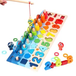 image-Educational Wooden Toys for Kids Board Math Fishing Count Numbers Matching Digital Shape Match Early Education Toy