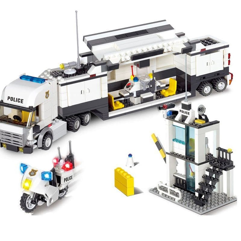 image-Classic Building Blocks Police Station Model Building Blocks DIY Building Toy Bricks Educational Toys