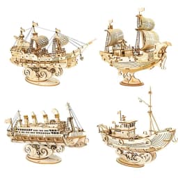 image-Wooden Puzzle Games Boat & Ship Model Toys For Children Kids Girls Birthday Gift