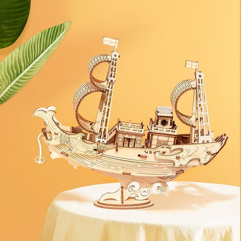 image-Wooden Puzzle Games Boat & Ship Model Toys For Children Kids Girls Birthday Gift