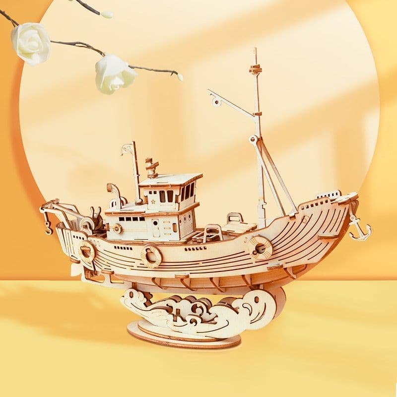 image-Wooden Puzzle Games Boat & Ship Model Toys For Children Kids Girls Birthday Gift