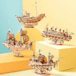 image-Wooden Puzzle Games Boat & Ship Model Toys For Children Kids Girls Birthday Gift